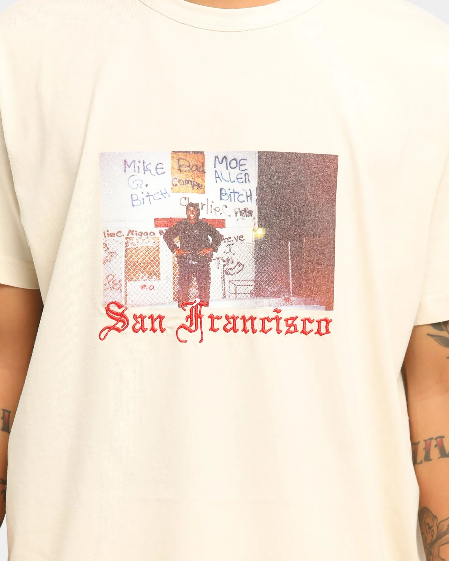 Heron Preston Dad Print Short Sleeve T-Shirt Beige