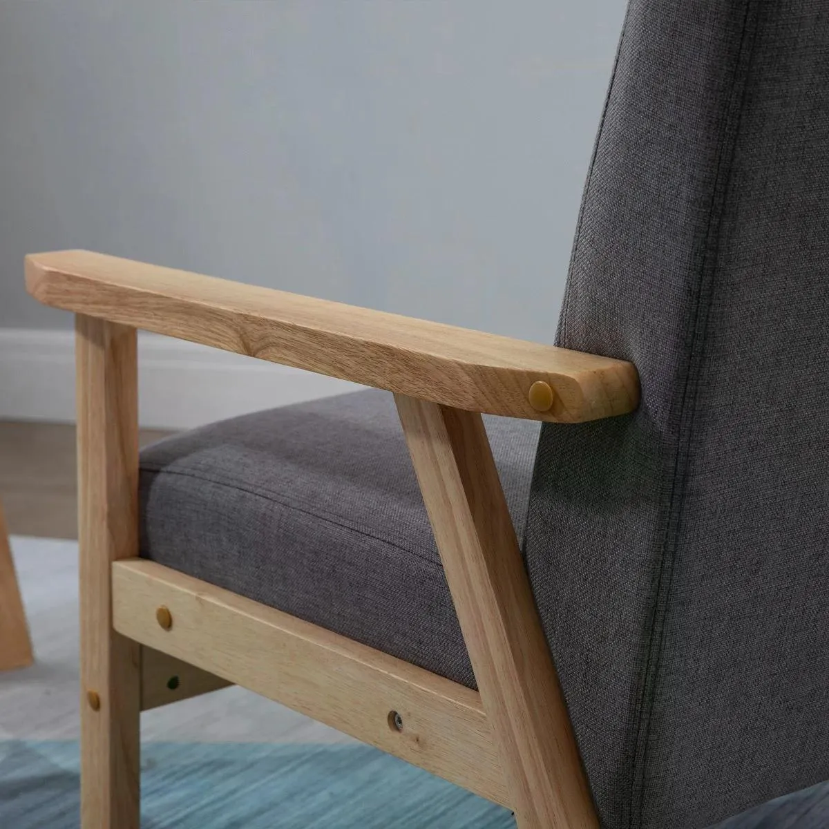 HOMCOM Minimalistic Wooden Frame Accent Chair, with Padded Seat