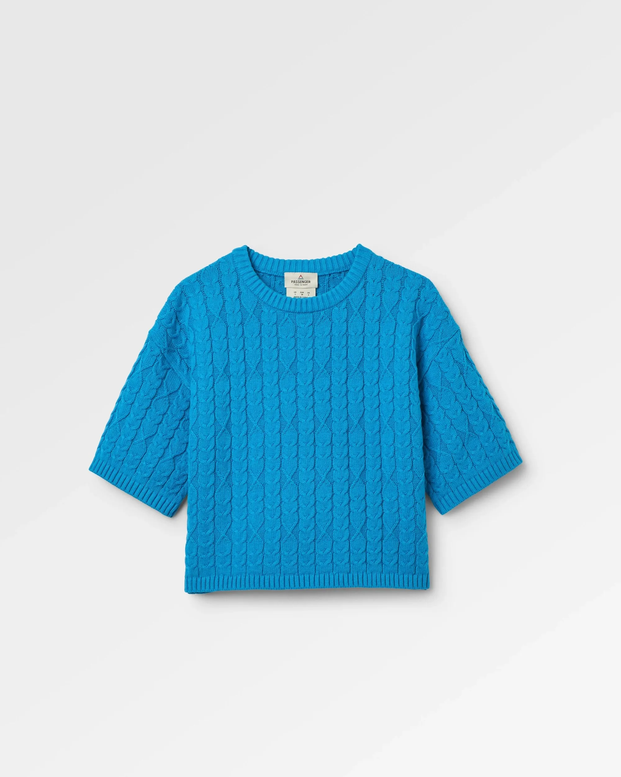 Homely Short Sleeve Knitted Jumper - Bluejay