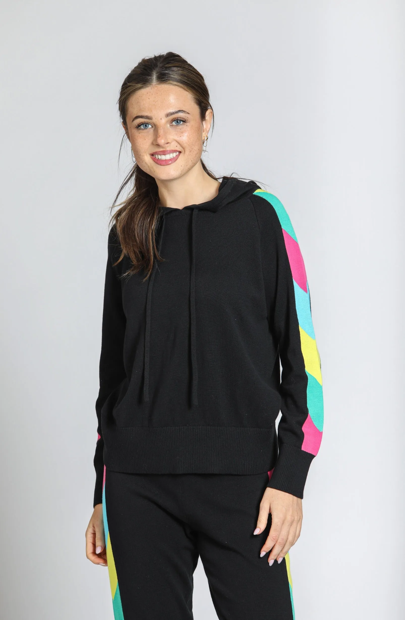 Hoodie With Colorful Side Stripe