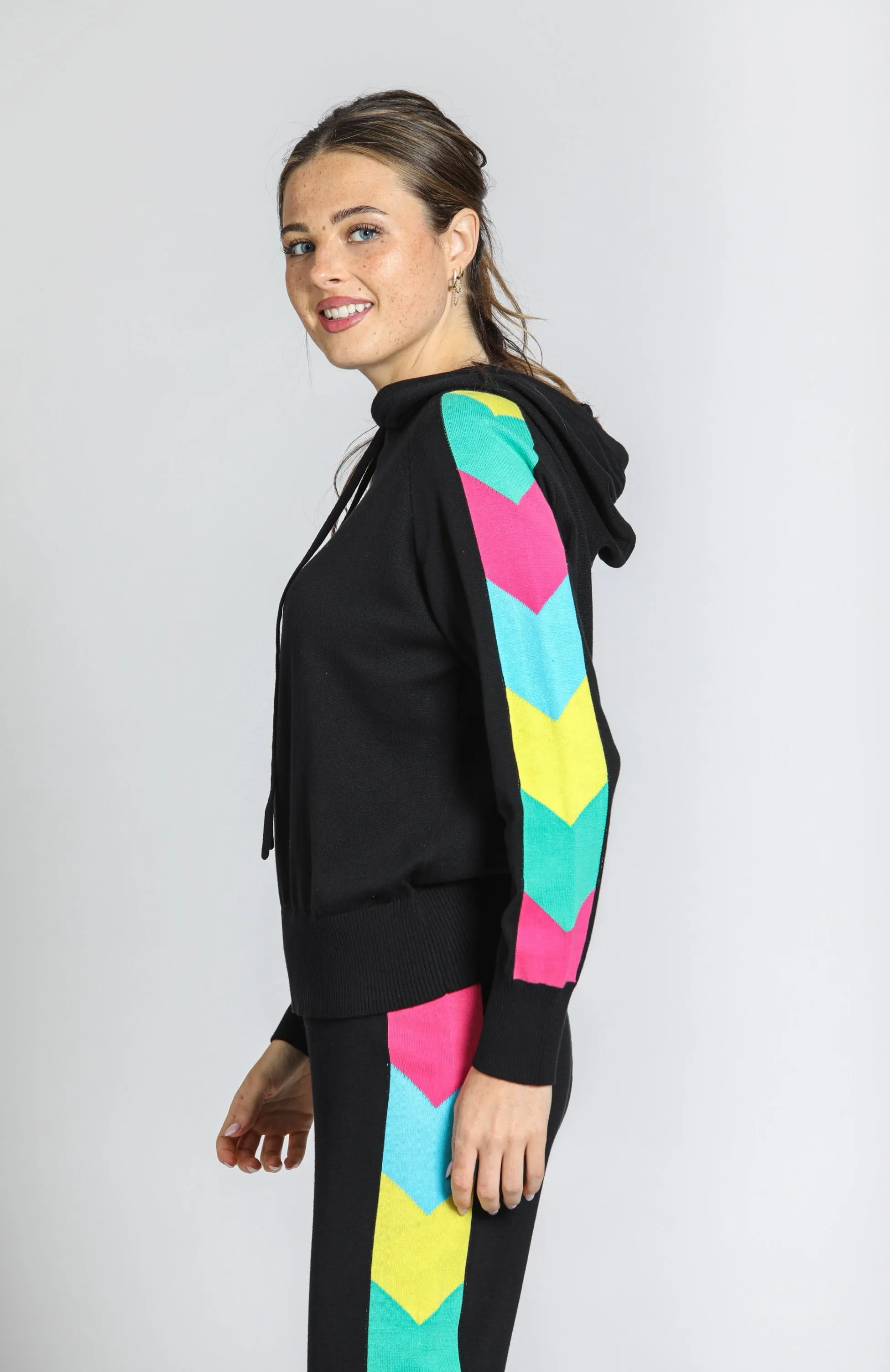 Hoodie With Colorful Side Stripe