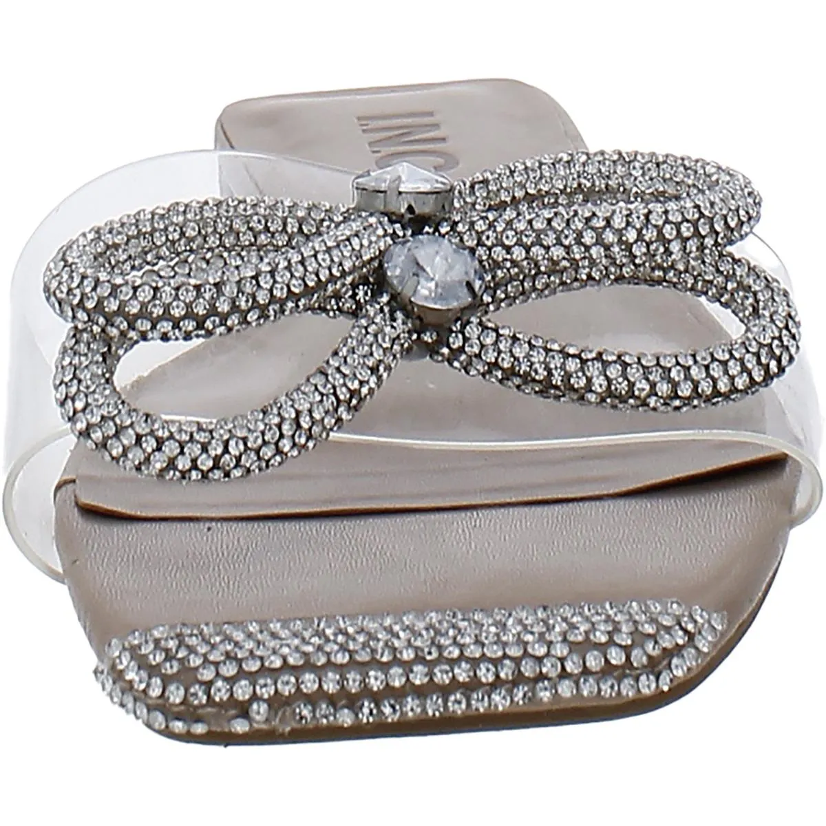 INC Womens Plora Rhinestone Square Toe Slide Sandals