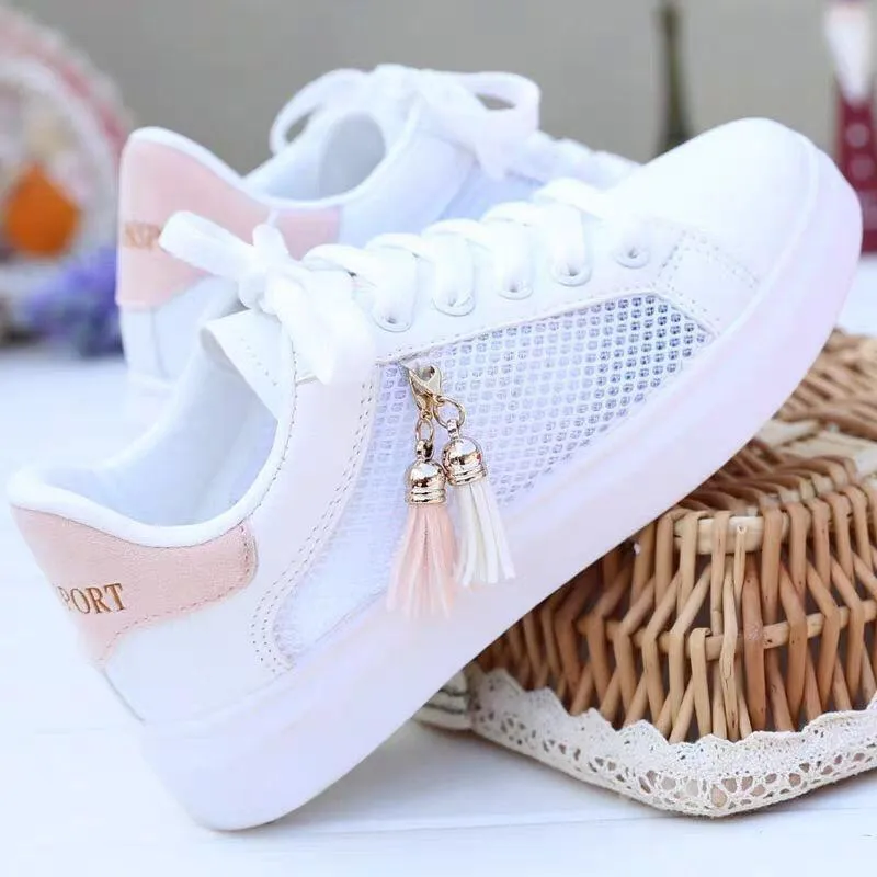 Joskaa Mesh white shoes ladies fashion breathable shoes students Korean casual shoes sports shoes flat shoes womens shoes