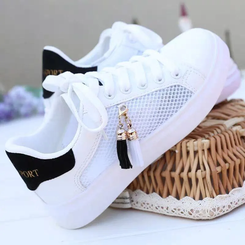Joskaa Mesh white shoes ladies fashion breathable shoes students Korean casual shoes sports shoes flat shoes womens shoes