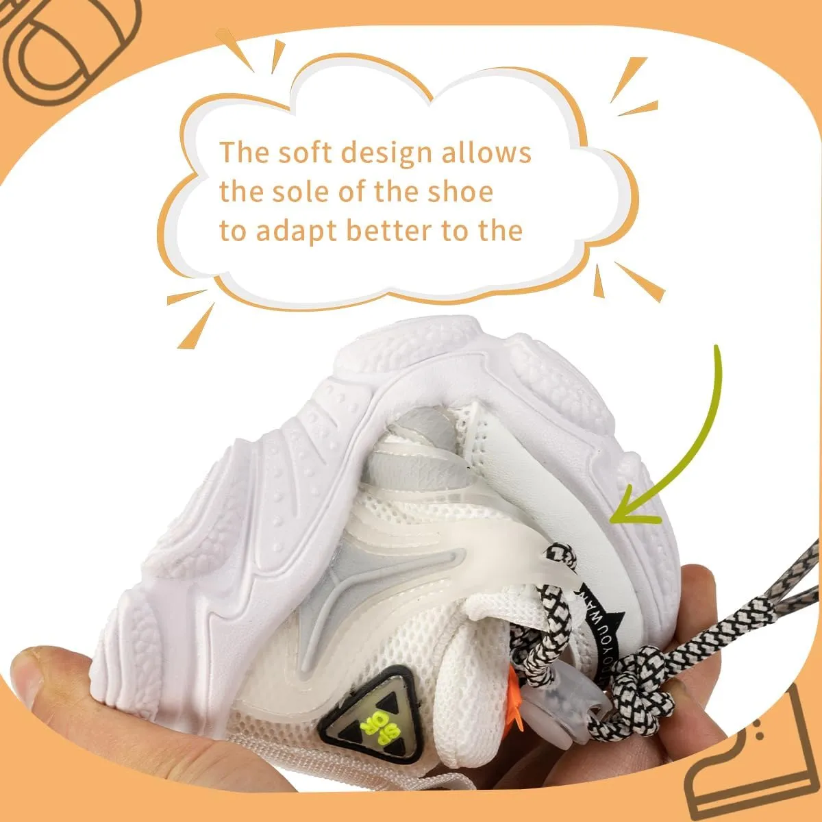 Kids Athletic Sneakers, Mesh Running Shoes with Chunky Sole, White