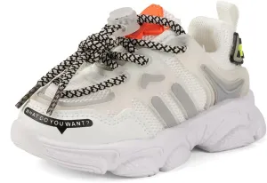 Kids Athletic Sneakers, Mesh Running Shoes with Chunky Sole, White