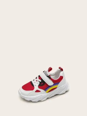 Kids Color Block Hook-and-loop Fastener Strap Sneakers- FDs