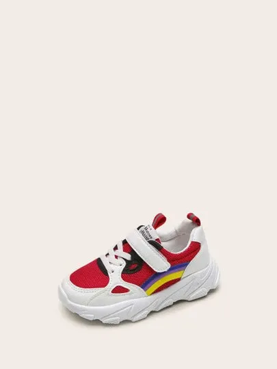 Kids Color Block Hook-and-loop Fastener Strap Sneakers- FDs