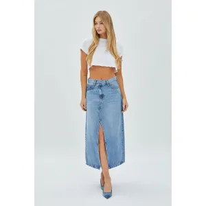 Kris Crossover Denim Skirt