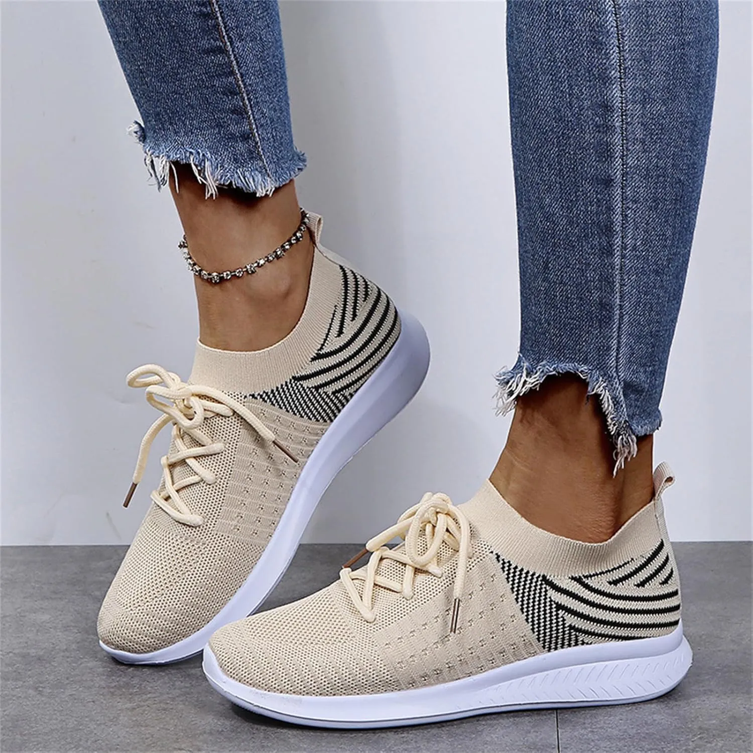 Lausiuoe Shoes For Women Sneakers Fashion Slip On Canvas Loafers Casual Classic Lightweight Comfort Flat Walking Shoes