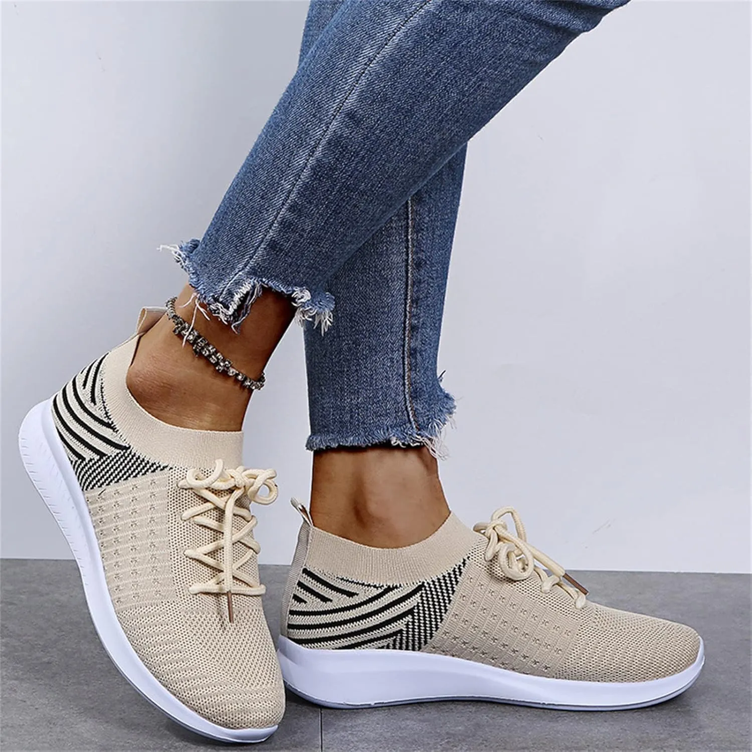 Lausiuoe Shoes For Women Sneakers Fashion Slip On Canvas Loafers Casual Classic Lightweight Comfort Flat Walking Shoes