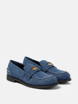 Logo denim loafers