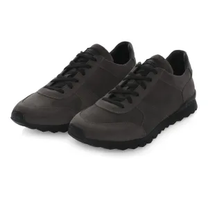 Logo Leather Sneakers in Grey