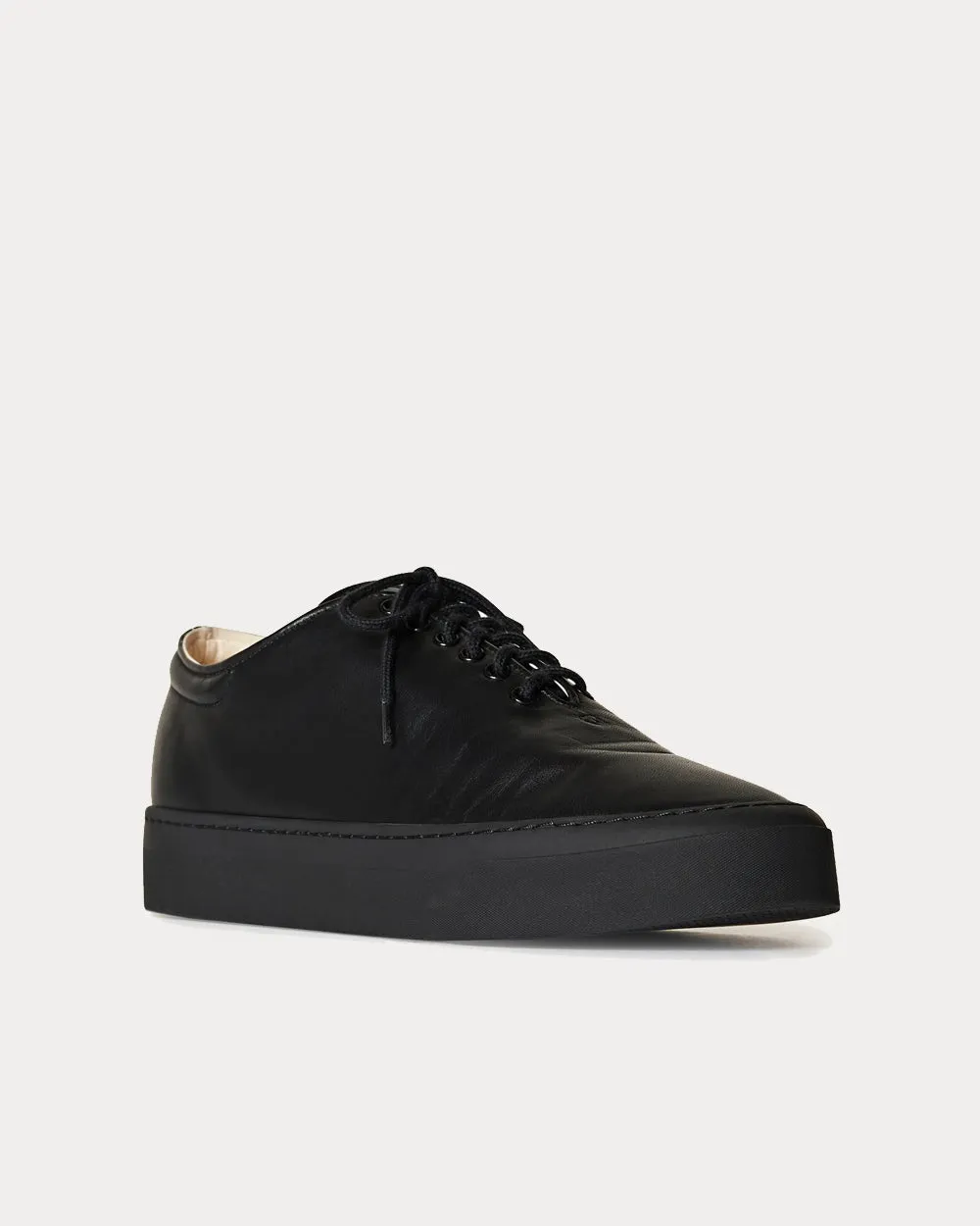 Marie H Lace-Up Black Low Top Sneakers
