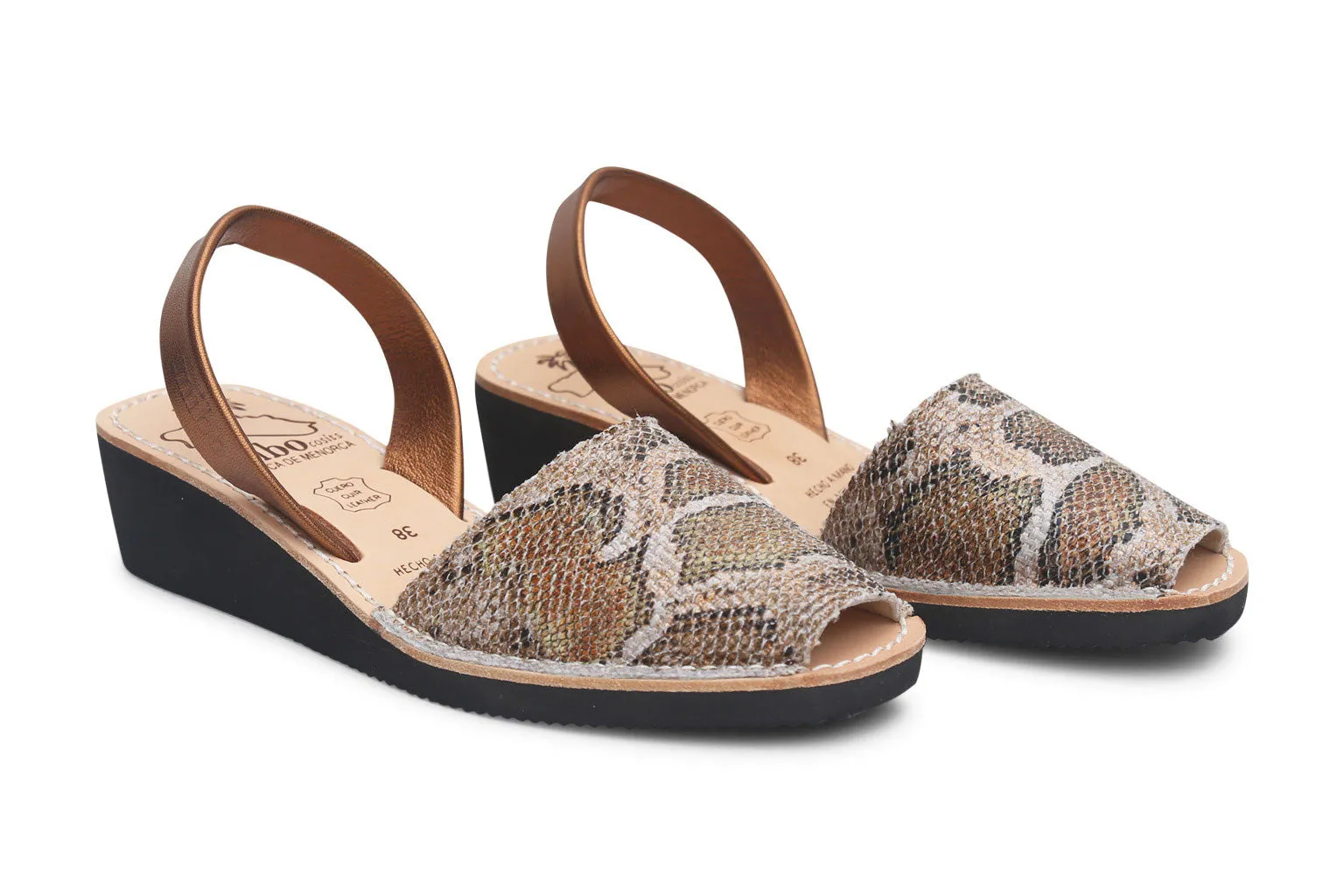 Mibo Avarcas Leopardi Wedges Menorcan Sandals