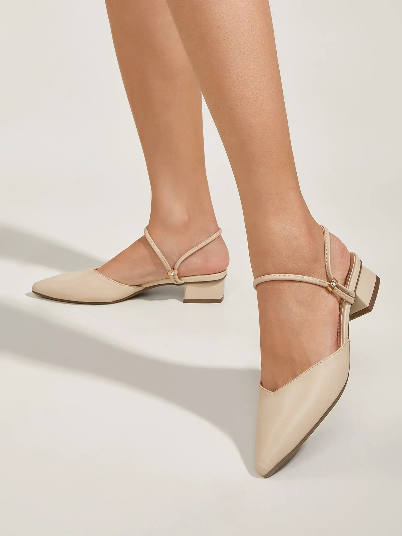Minimalist Point Toe Slingback Mules