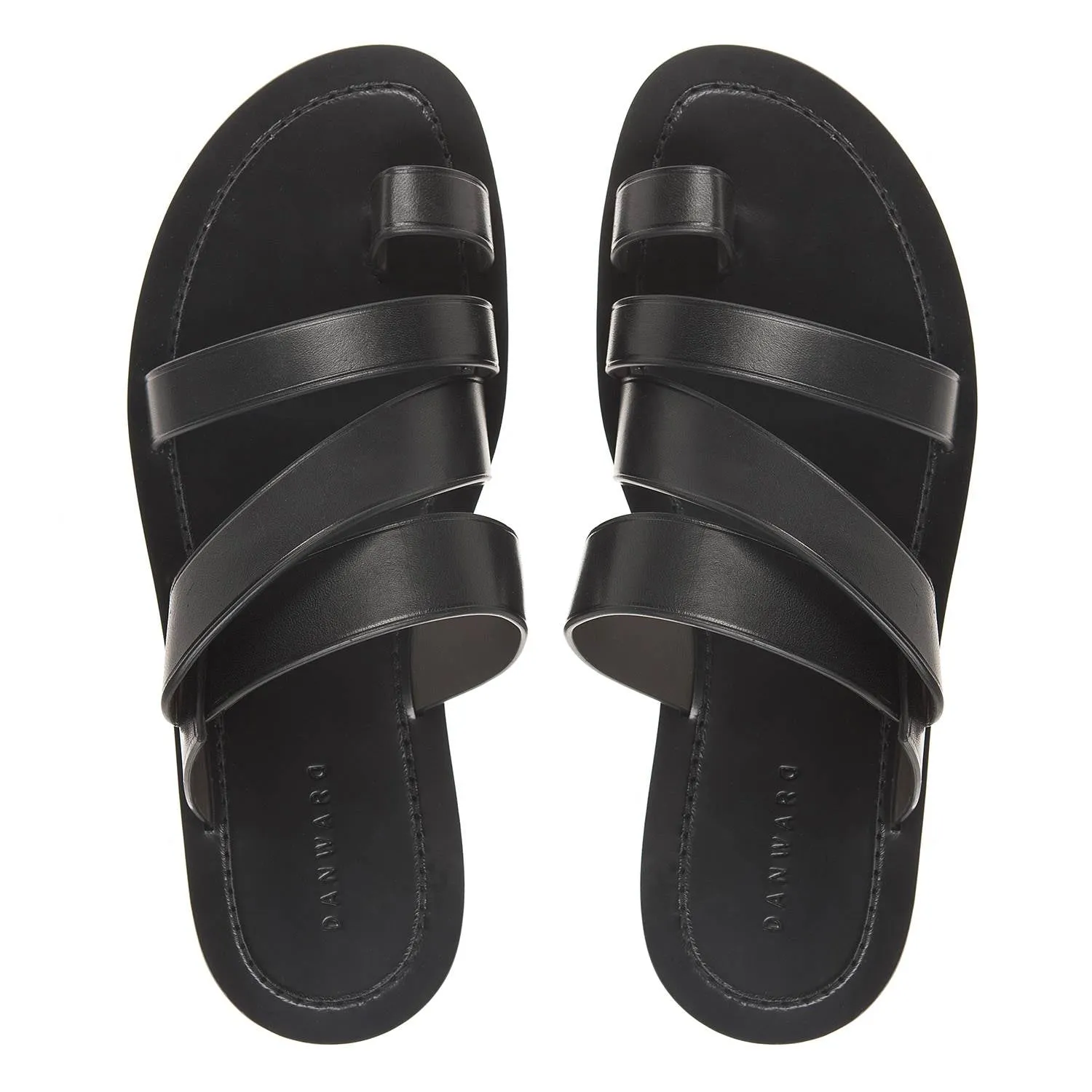MULTI STRAP LEATHER SLIDE
