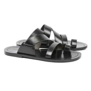 MULTI STRAP LEATHER SLIDE