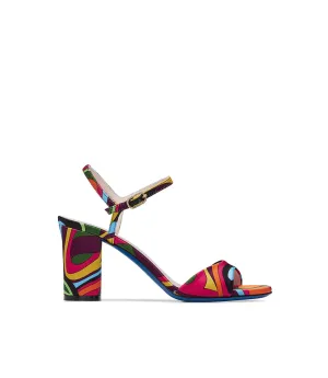 Multicolor print satin sandal
