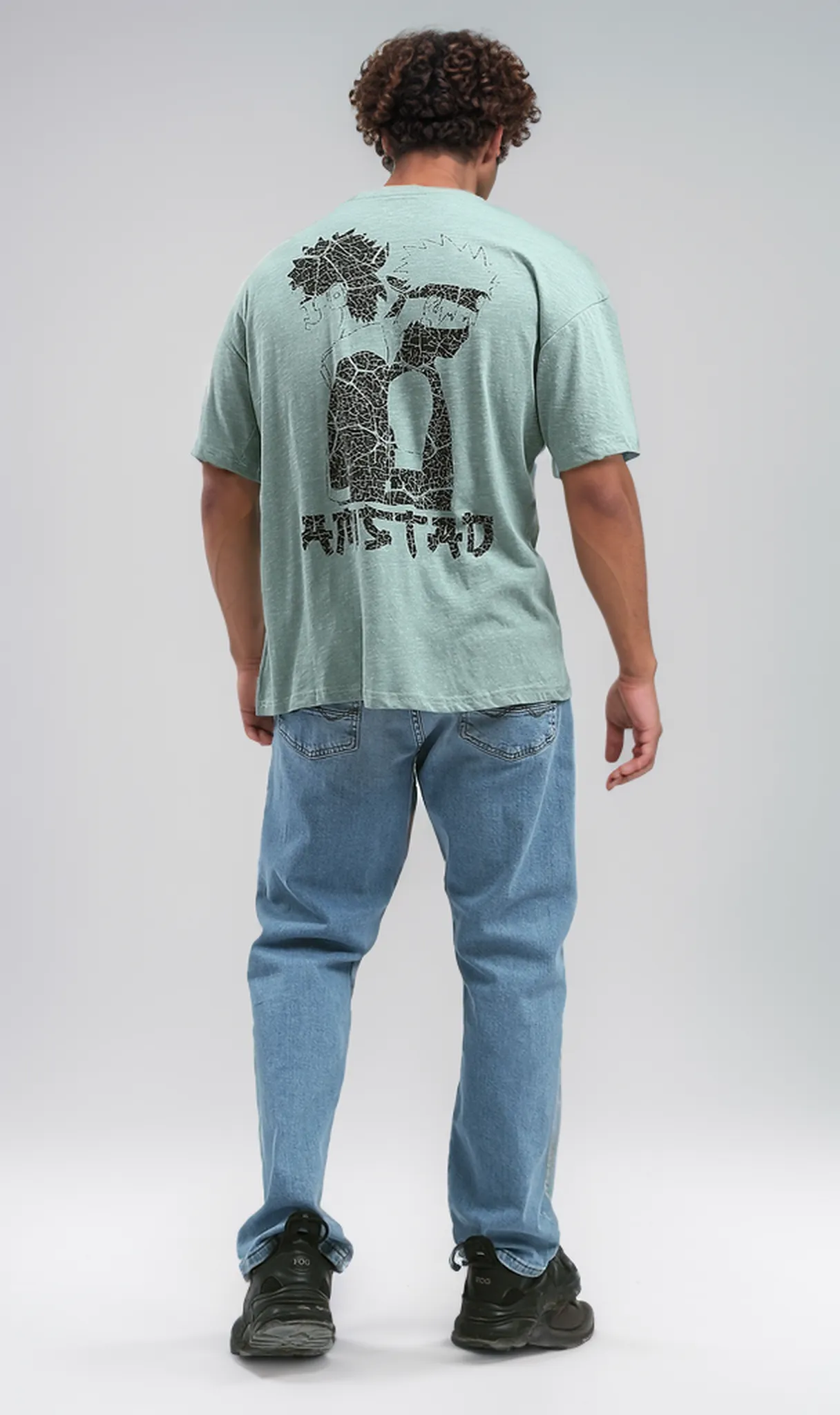 O192551 Trendy Print Heather Mintgreen Slip On Cotton Tee