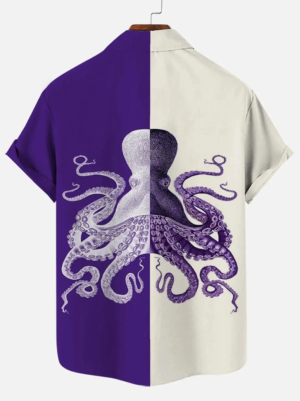 Octopus Print Men's Hawaiian Short Sleeve Shirt