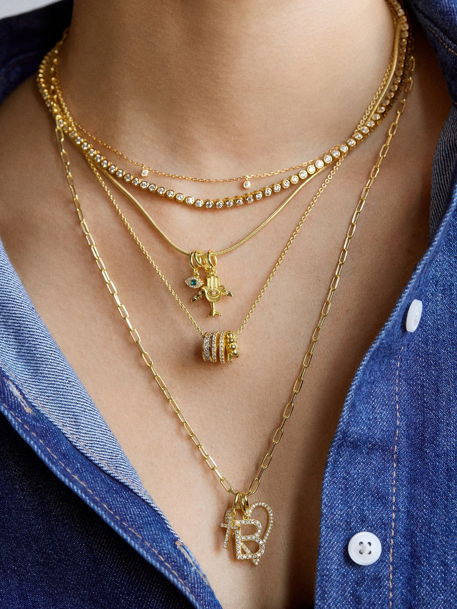 Pavé Initial Cluster Charm - P