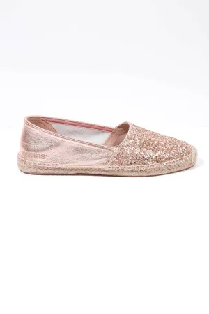 Peach Glitter - Glitter Leather Espadrilles