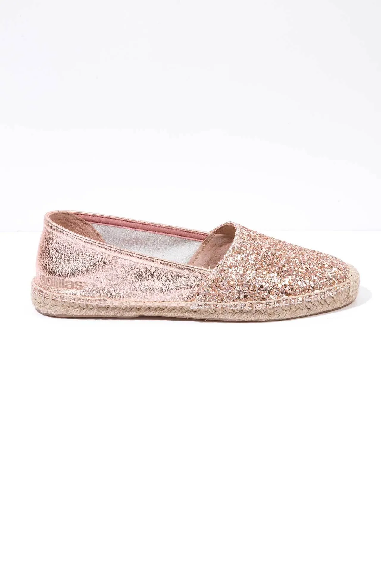 Peach Glitter - Glitter Leather Espadrilles