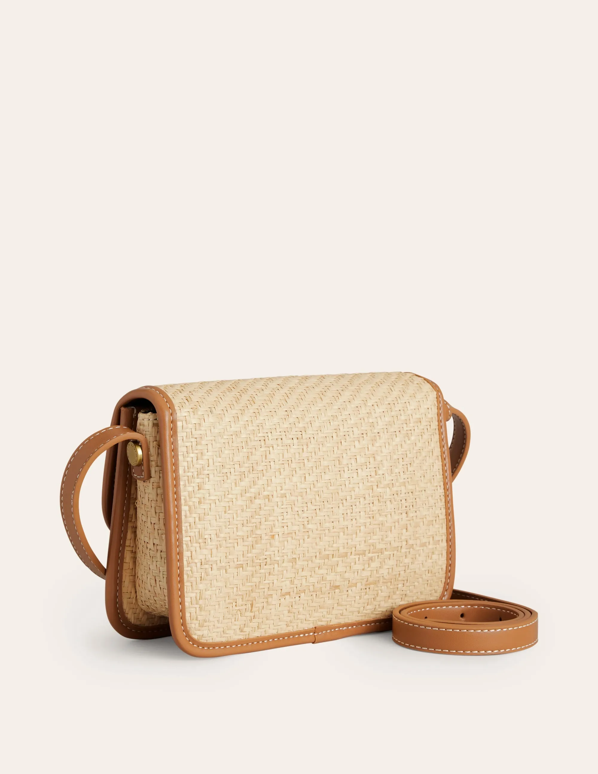 Raffia Snaffle Cross-Body Bag-Natural