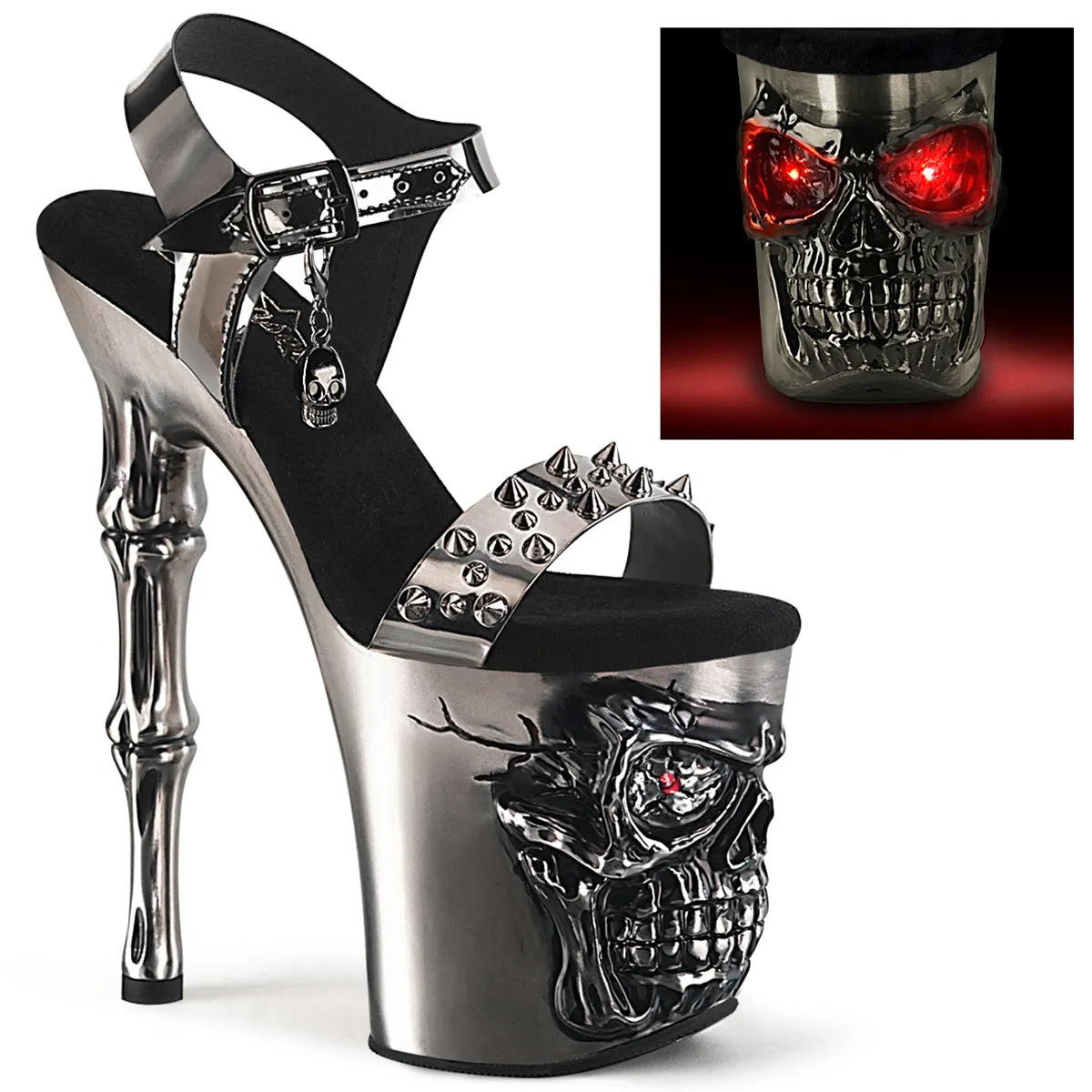 RAPTURE-812-LT Pleaser Pewter TPU/Satin Pewter Chrome Sexy Platform Shoes (Pole Dancing Heels)
