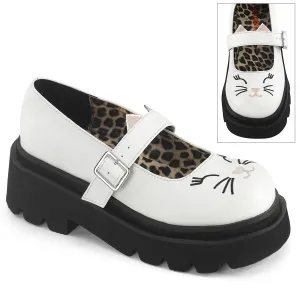 RENEGADE-56 DemoniaCult White Vegan Leather Sexy Women's Heels & Platform Shoes (Alternative Footwear)