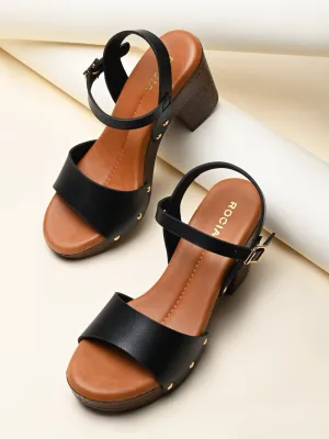 Rocia By Regal Black Women Casual Block Heel Sandals