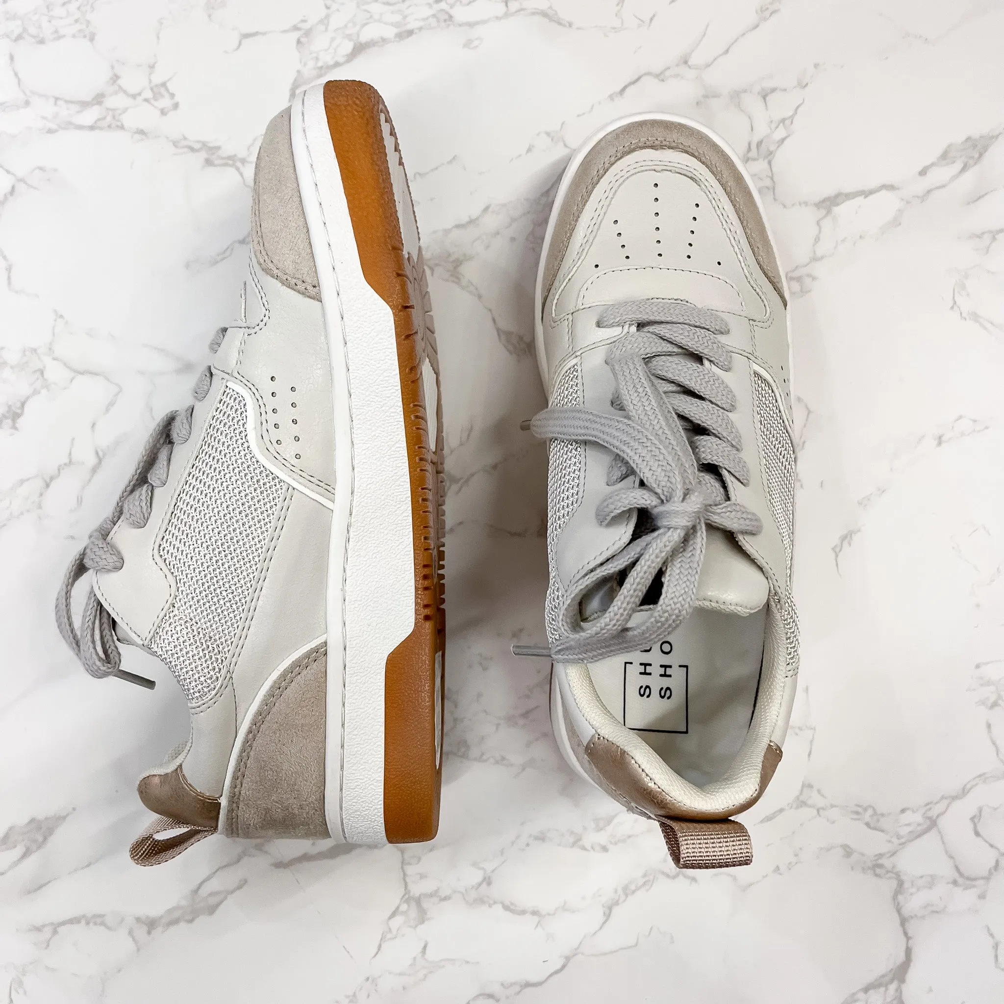 Romi Distressed Taupe Suede Shu Shop Sneaker