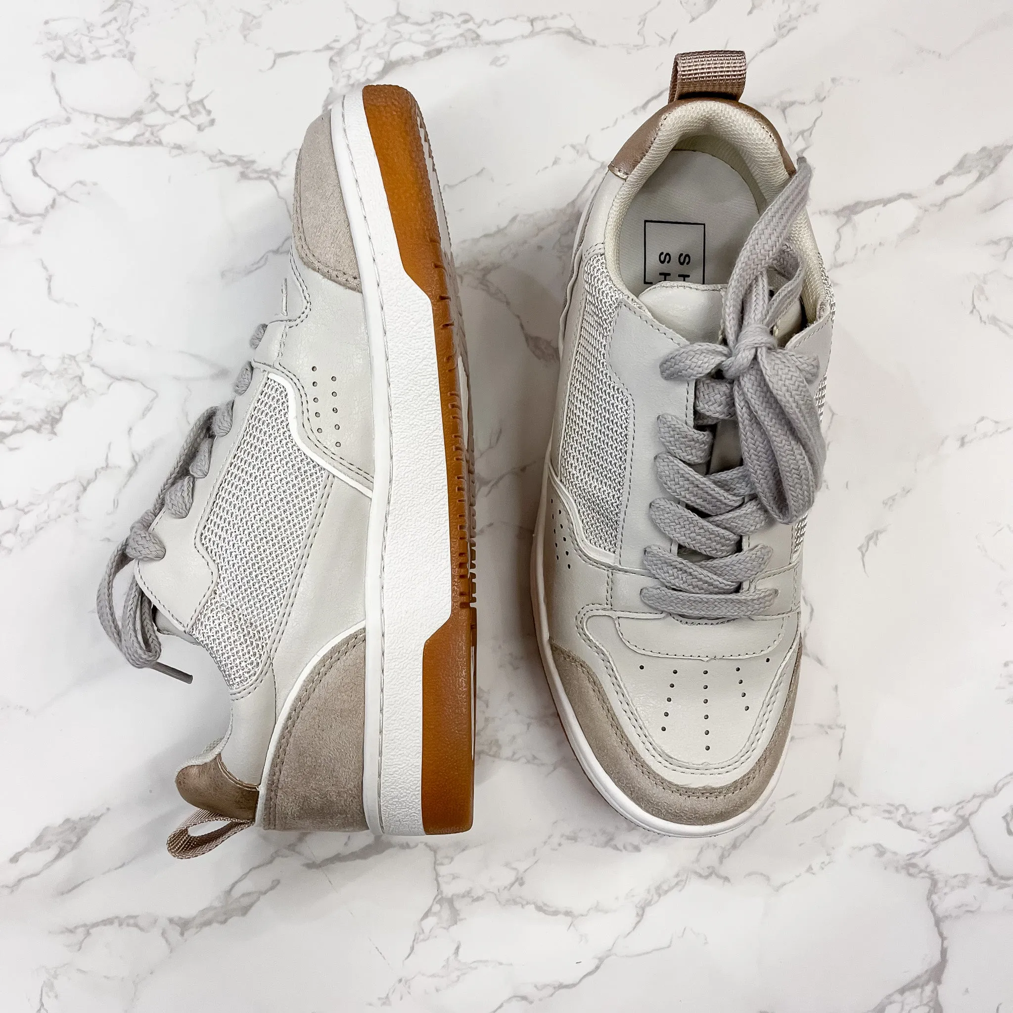 Romi Distressed Taupe Suede Shu Shop Sneaker
