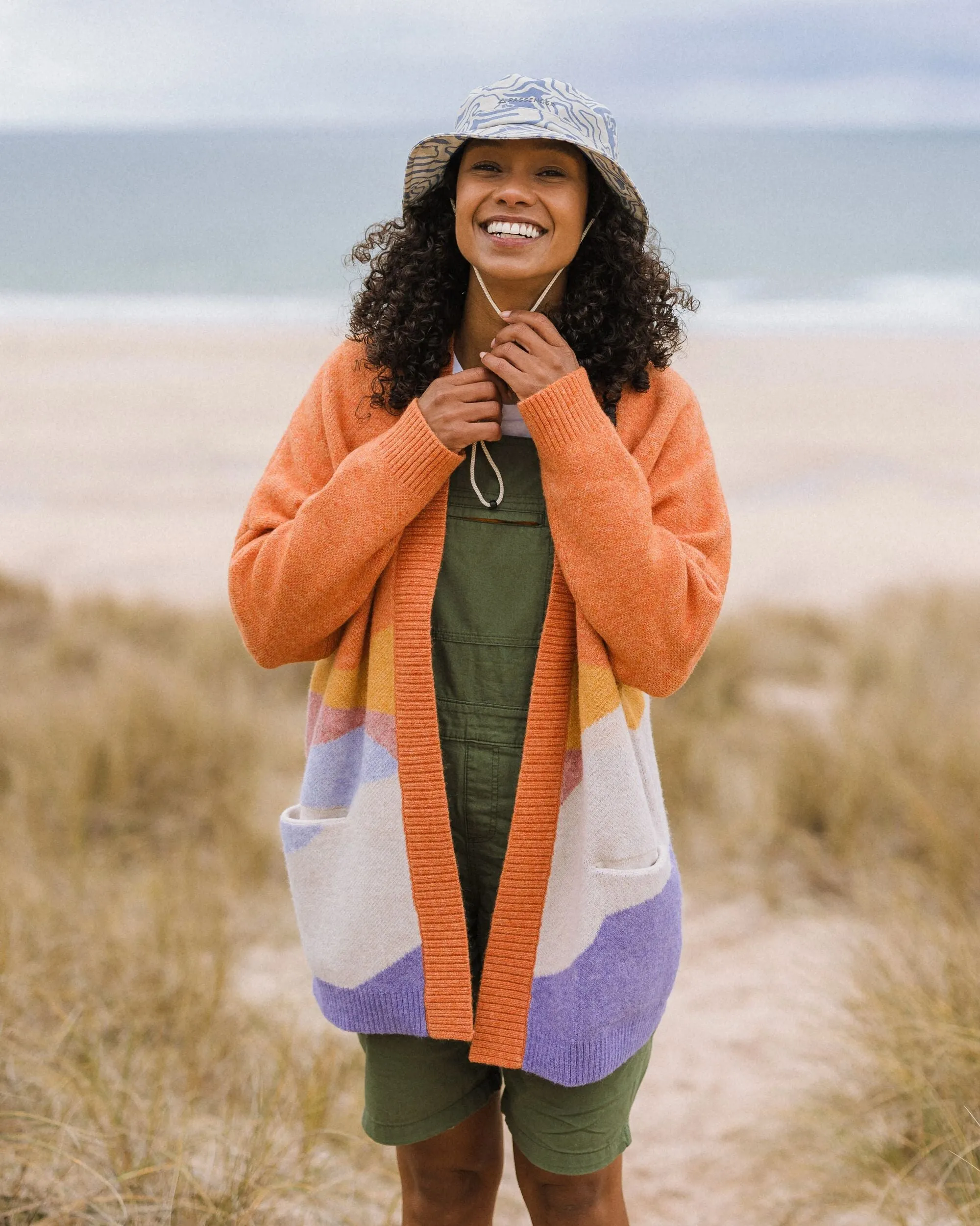 Scenic Recycled Long Knitted Cardigan - Scenic Sunrise Orange