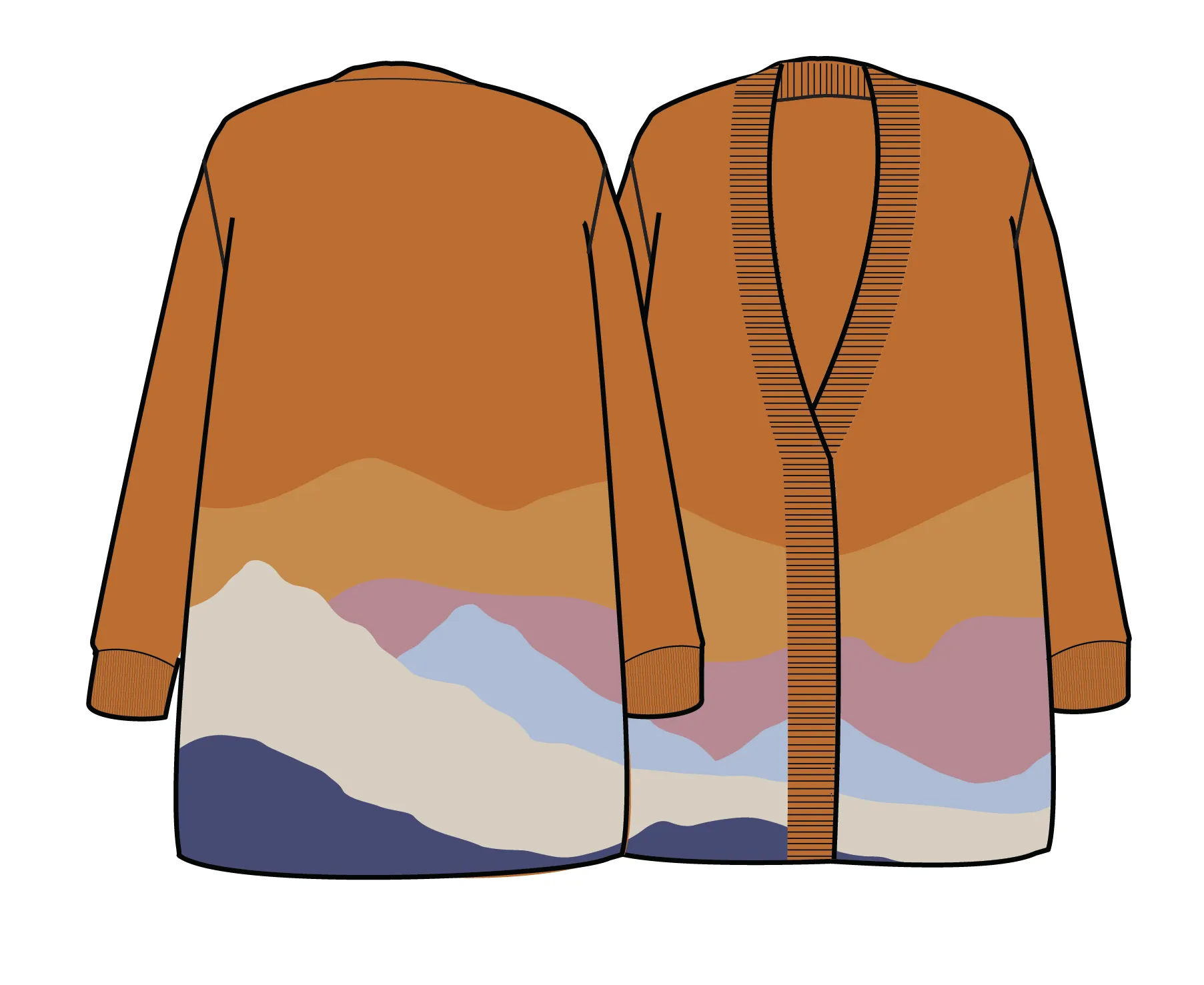Scenic Recycled Long Knitted Cardigan - Scenic Sunrise Orange