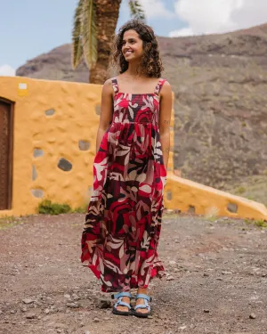 Soleis Woven Maxi Dress - Mountain Foliage Cranberry