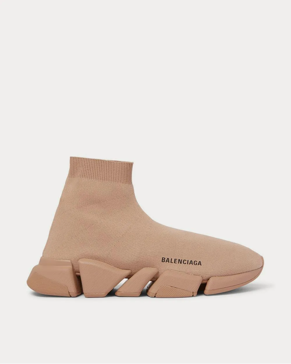 Speed 2.0 Logo-Print Stretch-Knit Slip-On  Beige high top sneakers