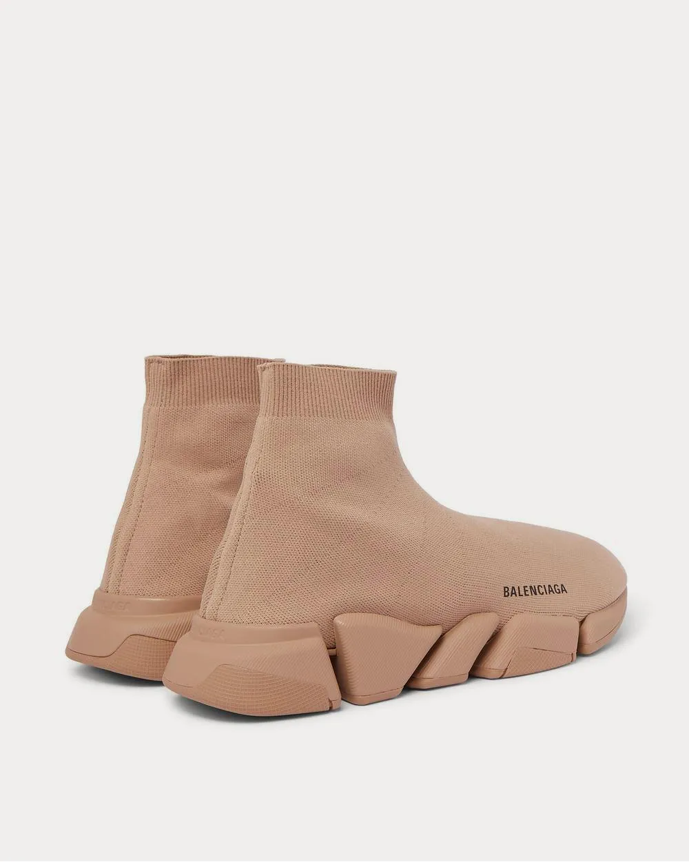 Speed 2.0 Logo-Print Stretch-Knit Slip-On  Beige high top sneakers