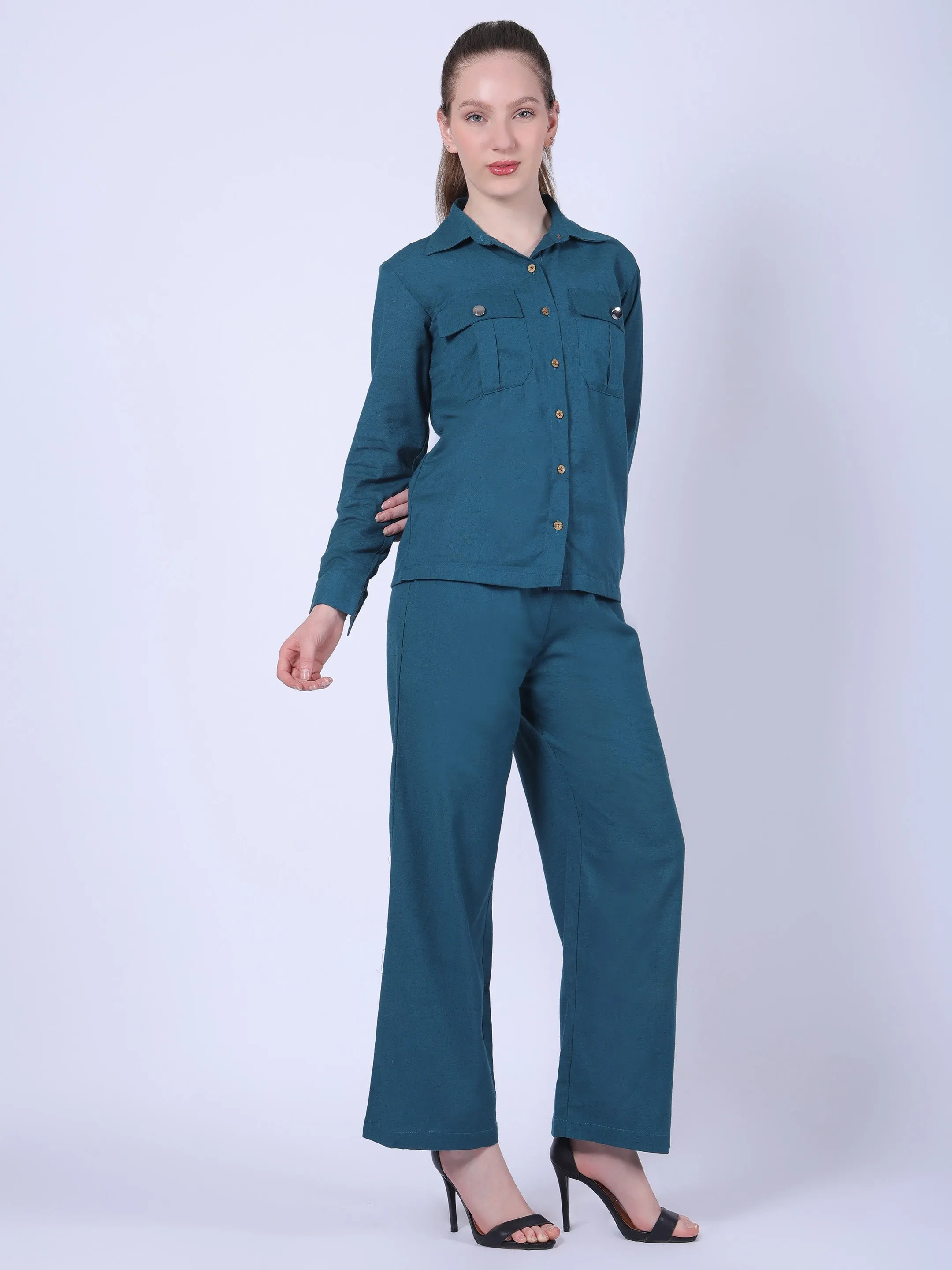 The All-Season Natural Cotton Co-ord Set-Ocean Teal