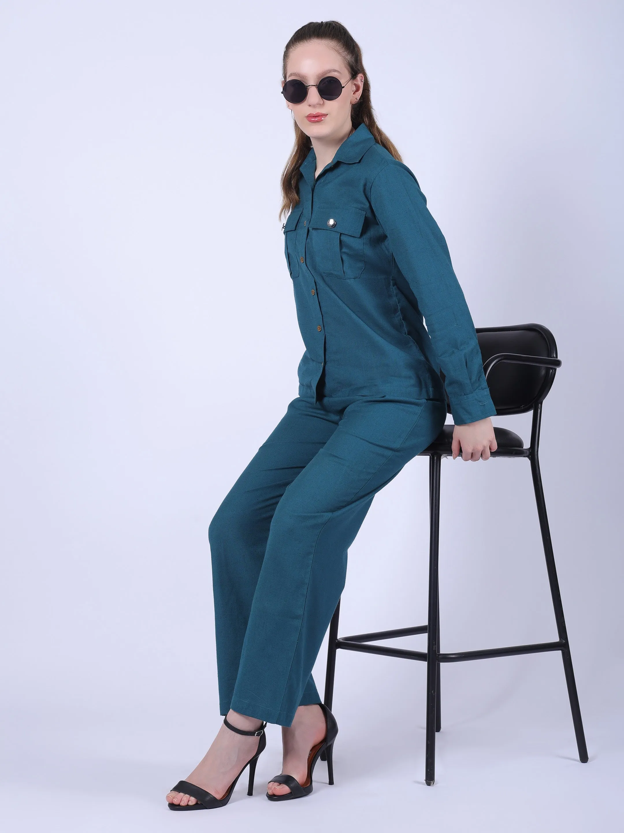 The All-Season Natural Cotton Co-ord Set-Ocean Teal
