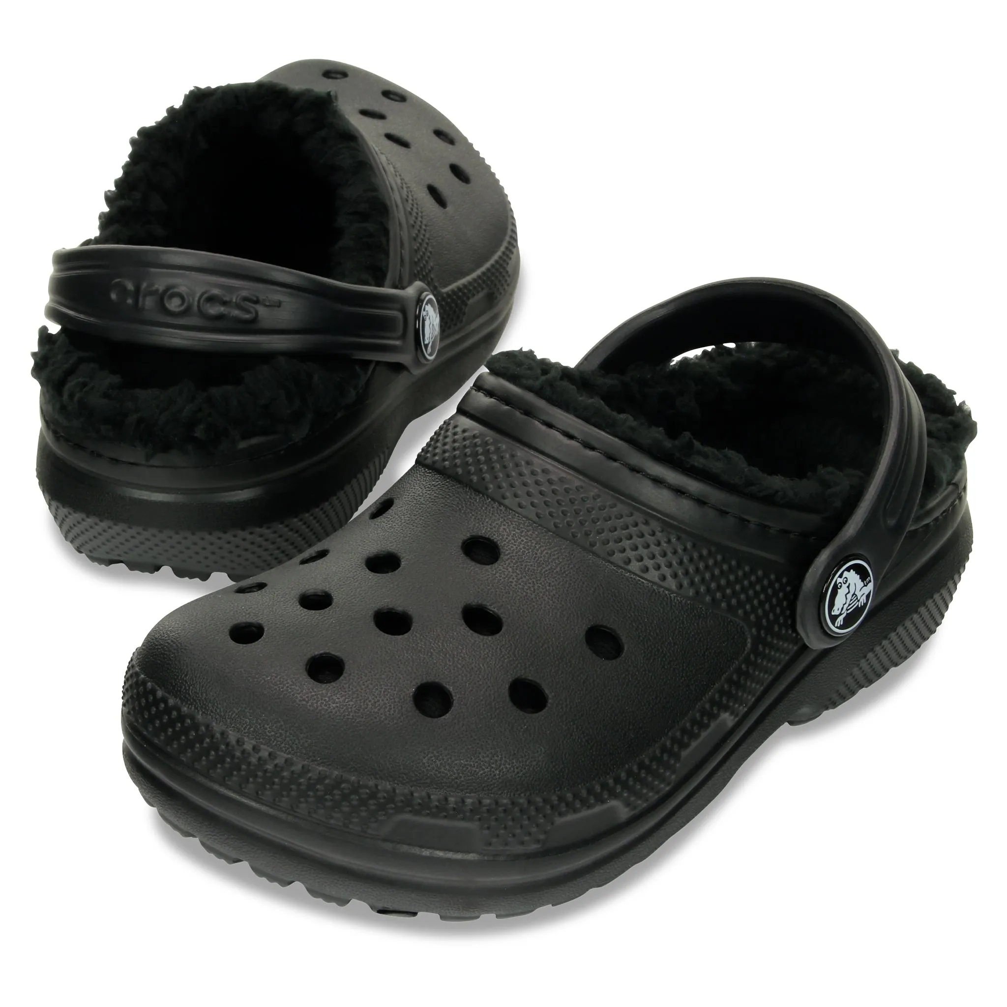 Toddler Crocs Black/Black Classic Lined Clog