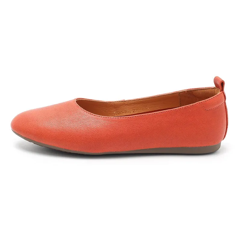 Vegetable Tanned Sheepskin Slip-on For Women Handmade Pointed Toe Flats 6 Colors