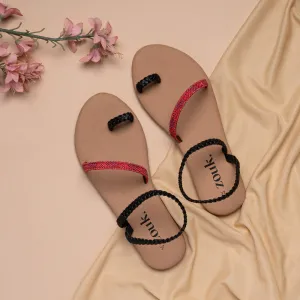 Wadiyar Diamond Black Braided Sandal