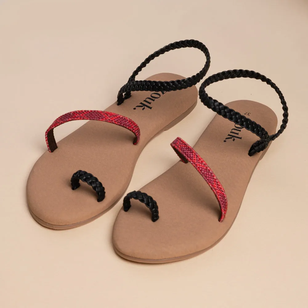 Wadiyar Diamond Black Braided Sandal