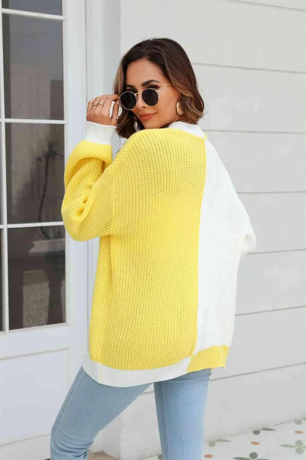 Wear All Year Round Knit Balloon Sleeve Cardigan