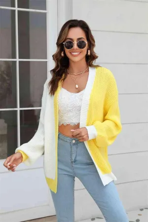 Wear All Year Round Knit Balloon Sleeve Cardigan