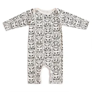 Winter Water Factory | Long Sleeve Romper in Kitties Print