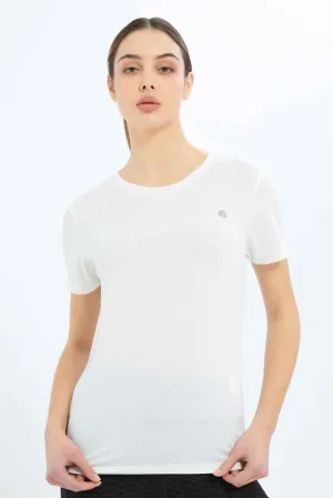 Women White Placement Print Active T-Shirt
