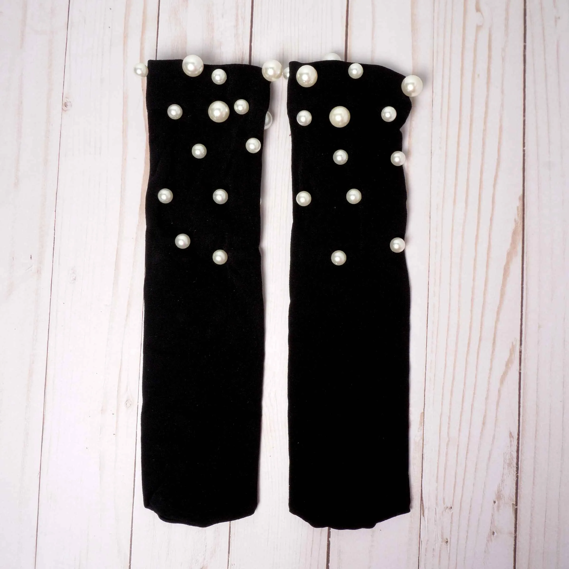 Women's Pearl Studs Embroidered Fashion Socks
